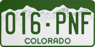 CO license plate 016PNF
