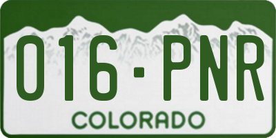 CO license plate 016PNR