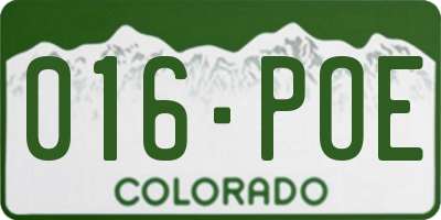 CO license plate 016POE