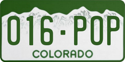 CO license plate 016POP