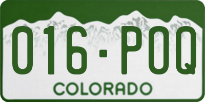 CO license plate 016POQ