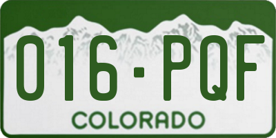 CO license plate 016PQF