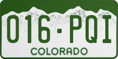 CO license plate 016PQI