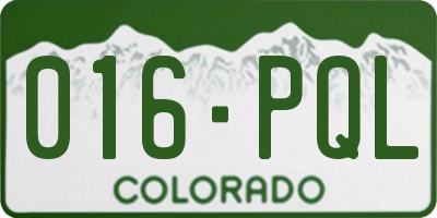 CO license plate 016PQL