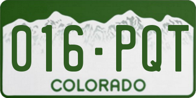 CO license plate 016PQT