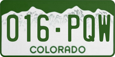 CO license plate 016PQW