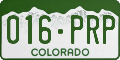 CO license plate 016PRP