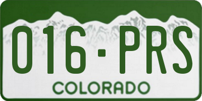 CO license plate 016PRS
