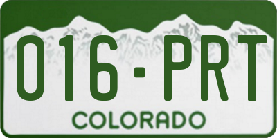 CO license plate 016PRT
