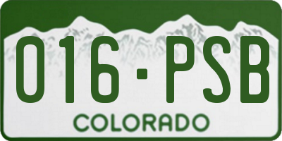 CO license plate 016PSB