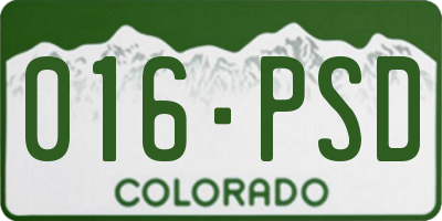 CO license plate 016PSD