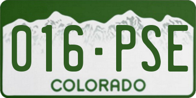 CO license plate 016PSE