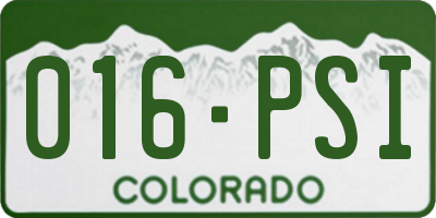 CO license plate 016PSI
