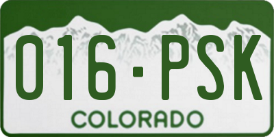 CO license plate 016PSK