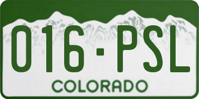 CO license plate 016PSL