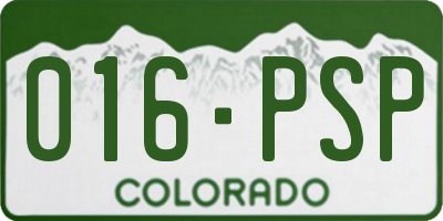 CO license plate 016PSP