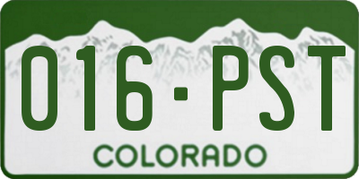 CO license plate 016PST