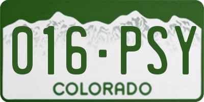 CO license plate 016PSY
