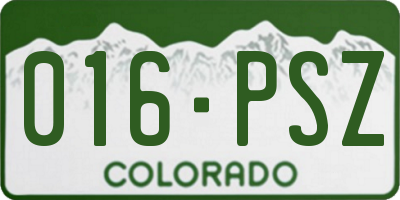 CO license plate 016PSZ