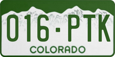 CO license plate 016PTK