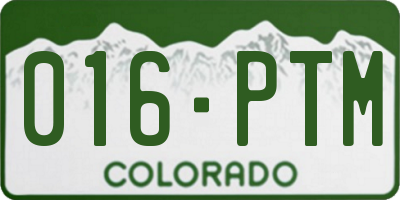 CO license plate 016PTM