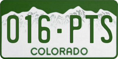 CO license plate 016PTS