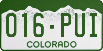 CO license plate 016PUI