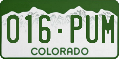CO license plate 016PUM