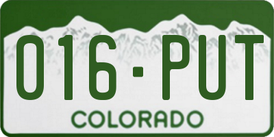 CO license plate 016PUT