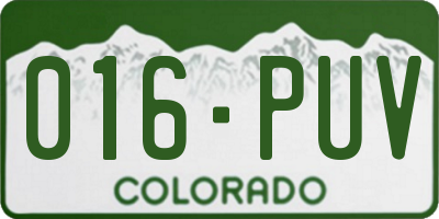 CO license plate 016PUV