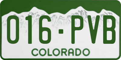 CO license plate 016PVB