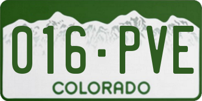 CO license plate 016PVE