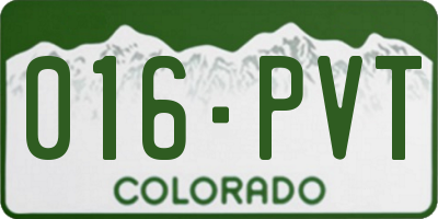 CO license plate 016PVT