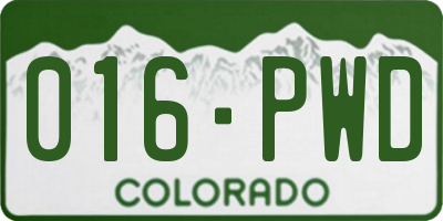 CO license plate 016PWD