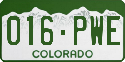CO license plate 016PWE