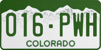 CO license plate 016PWH