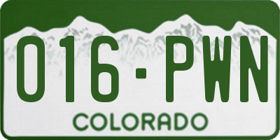 CO license plate 016PWN
