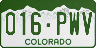 CO license plate 016PWV