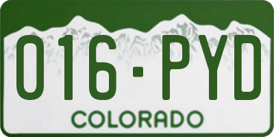 CO license plate 016PYD