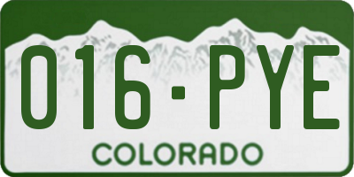 CO license plate 016PYE