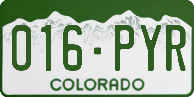 CO license plate 016PYR
