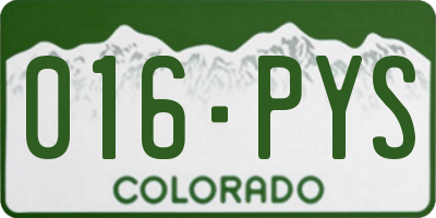 CO license plate 016PYS