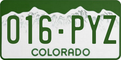 CO license plate 016PYZ