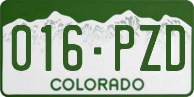 CO license plate 016PZD