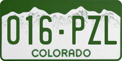 CO license plate 016PZL