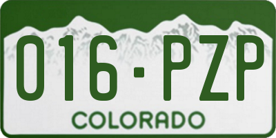 CO license plate 016PZP