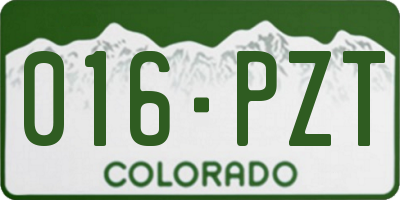 CO license plate 016PZT