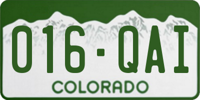 CO license plate 016QAI