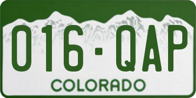 CO license plate 016QAP