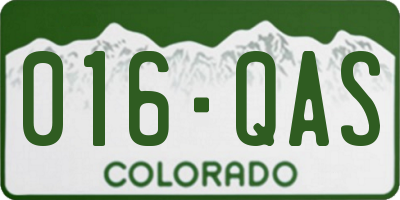 CO license plate 016QAS